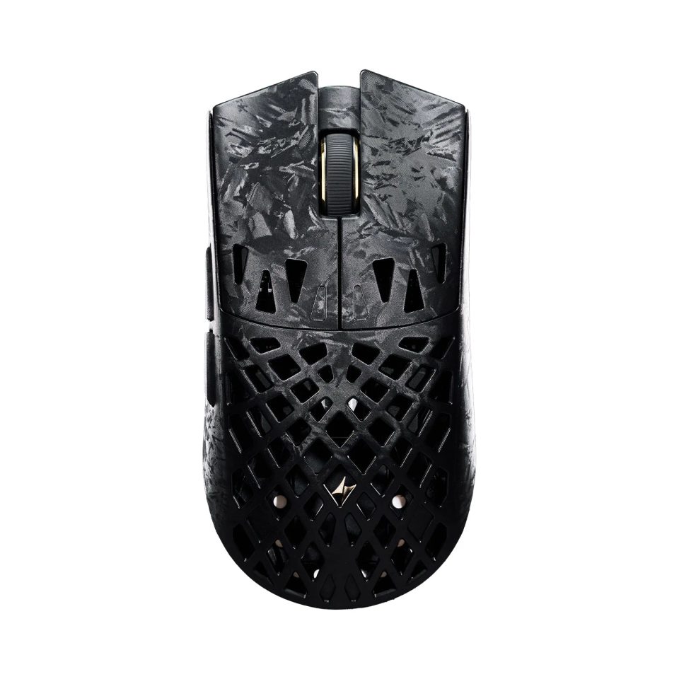 Mouse gamer sem fio ATK Ghost Extreme+ em fibra de carbono vazada